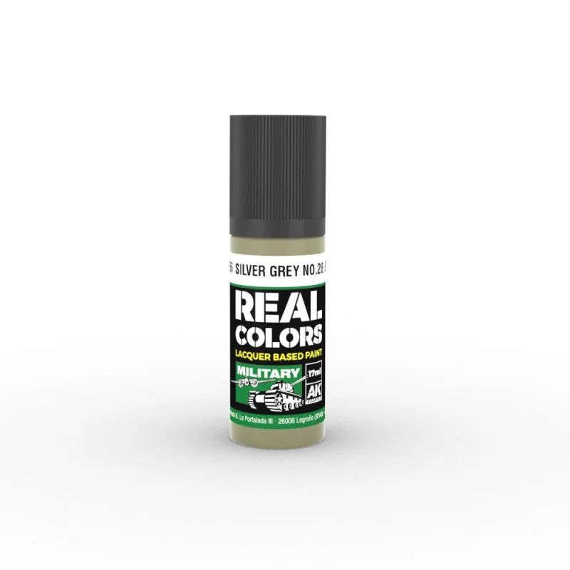 Pintura AK INTERACTIVE: Real Colors Silver Grey No.28 (BS381) 17 ml.