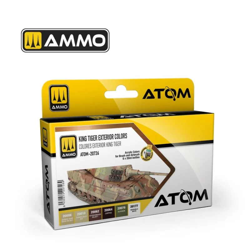 Pintura AMMO of MIG: ATOM King Tiger Exterior Colors Set (6 colori per set)