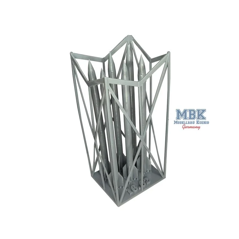 resina impresa en 3D Open metal box double Taifun AA missile (1:16)