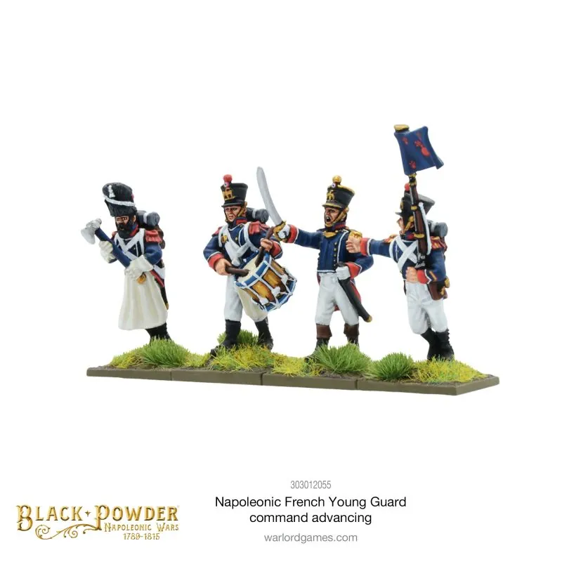 Juego de figura Napoleonic French Young Guard Command Advancing