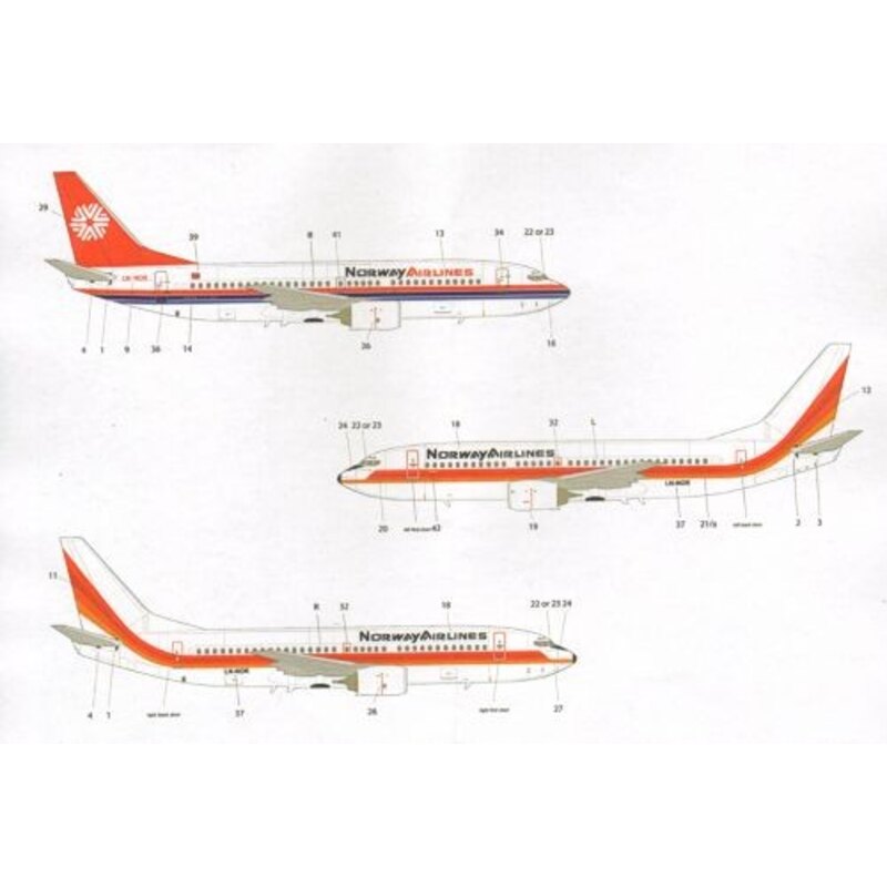 Norway Airlines Boeing 737-300 also includes the Air Europe version. Cockpit windows for both Minicraft and Skyline models.