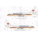 Braathens SAFE Boeing 737-200 LN-SUZ with VASP cheatline and YS-08-C in TACA colours. Includes cockpit windows for both Airfix a