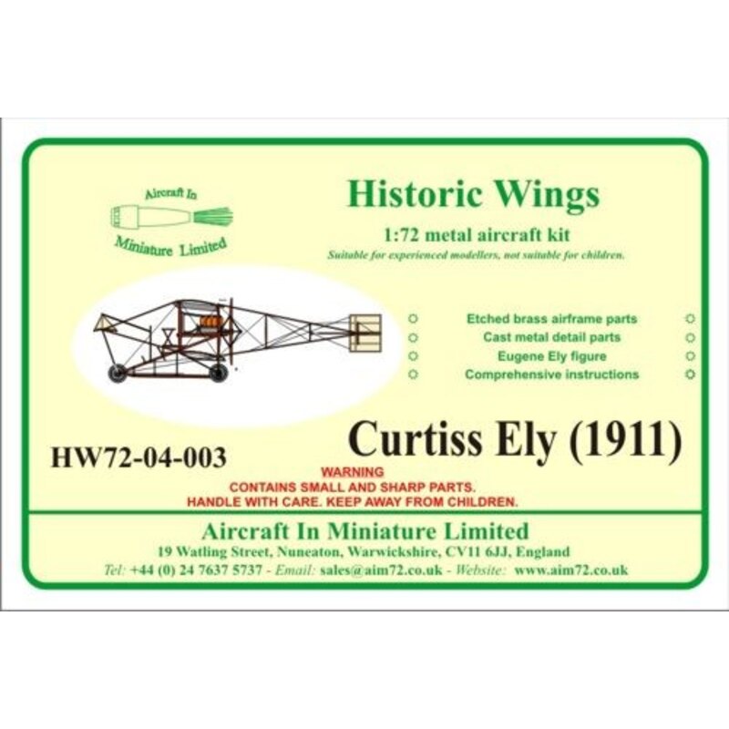 Maqueta Curtiss-Ely (1911) For more information on this product, please visit the Aircraft In Miniature web page. http://www.aim