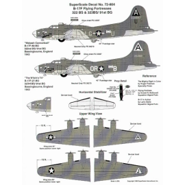 Boeing B-17F Flying Fortress (2) 229947 LG-U 322BS ′Warbash Cannonball′; 25382 OR-B ′The Witch′s Tit′ 323BS. Both 91BG Bassingbo