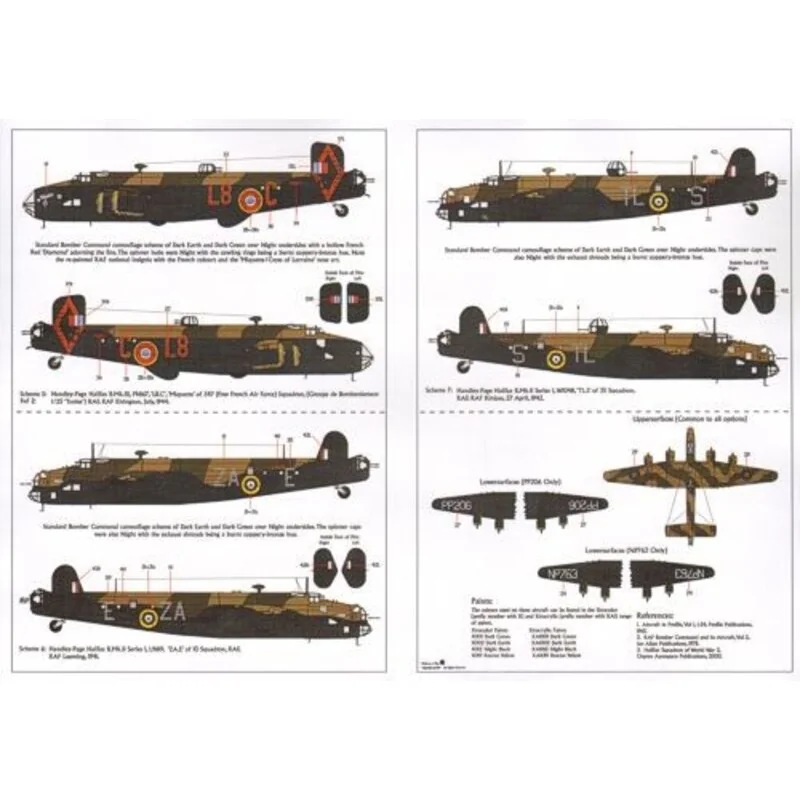 Handley Page Halifax B.Mk.I/II and B.Mk.III (7) Mk.I/II L9619 ZA-E 10 Squadron RAF Leeming 1941; W1048 TL-S 35 Squadron RAF Kinl