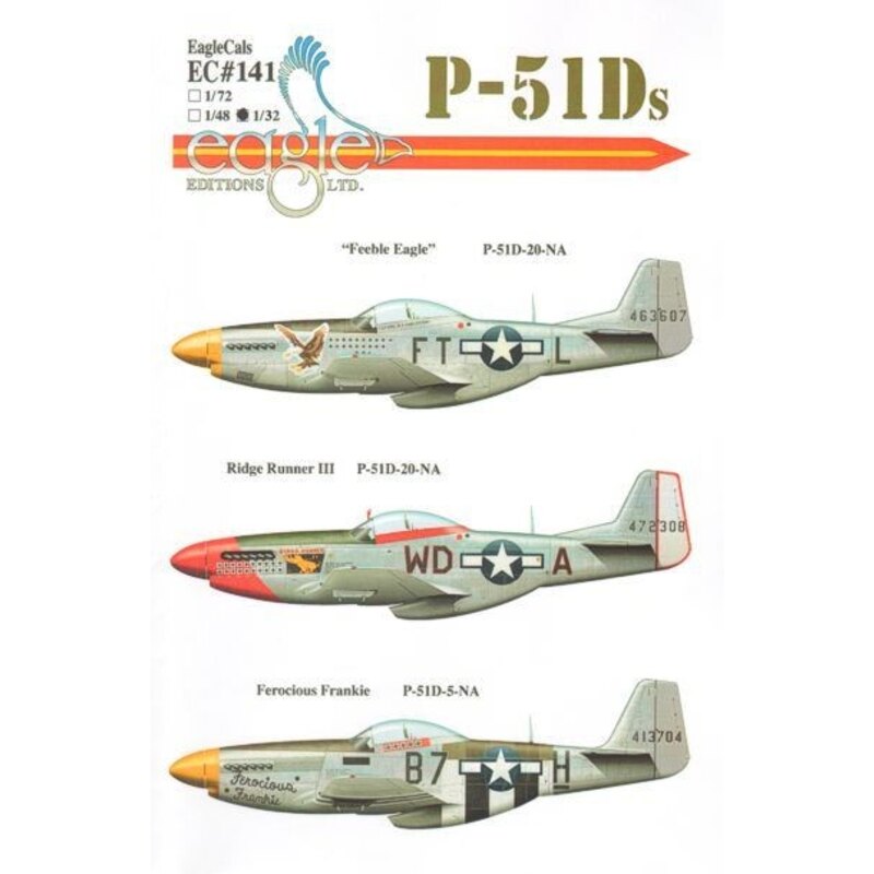 North-American P-51D Mustang Part 3 (3) 44-63607 FT-L 354th FG Lt.Col.Glenn T. Eagleston yellow nose, 44-72308 WD-A 4th FG Maj P