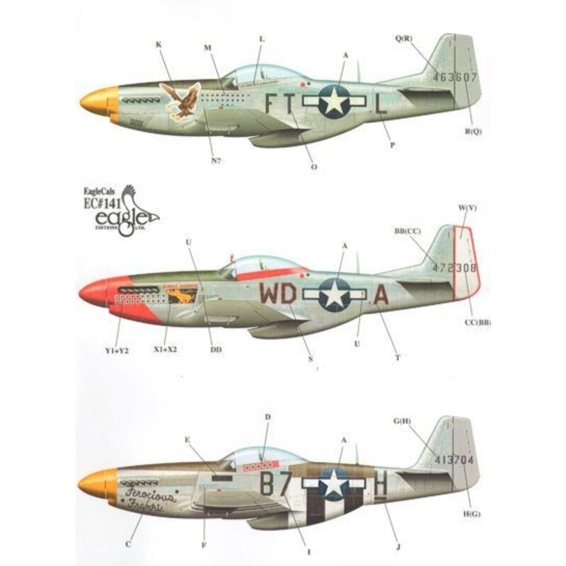 North-American P-51D Mustang Part 3 (3) 44-63607 FT-L 354th FG Lt.Col.Glenn T. Eagleston yellow nose, 44-72308 WD-A 4th FG Maj P