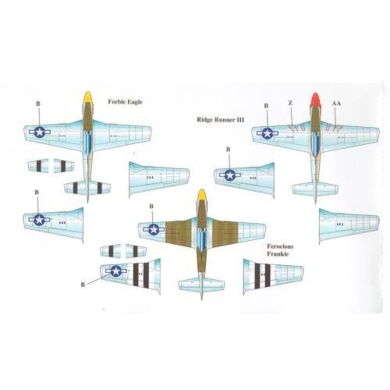 North-American P-51D Mustang Part 3 (3) 44-63607 FT-L 354th FG Lt.Col.Glenn T. Eagleston yellow nose, 44-72308 WD-A 4th FG Maj P