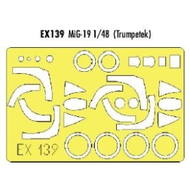 Máscaras para pintar Mikoyan MiG-19 (diseñado para ser ensamblado con maquetas de Trumpeter) (hecho de la cinta Kabuki amarillo 