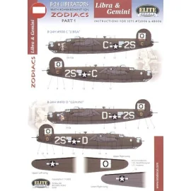 Consolidated B-24H 834 BS `Zodiacs′ Part 1. (2) 42-52508 2S-C `Libra′ 41-29490 2S-D `Gemini′ Nose art specially printed. Both OD