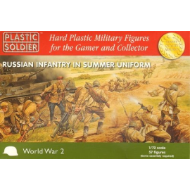 Figuras Russian (WWII) infantry in summer uniform. 57 hard plastic figures. Including 6 junior officers/NCOs, riflemen/SMGs and 