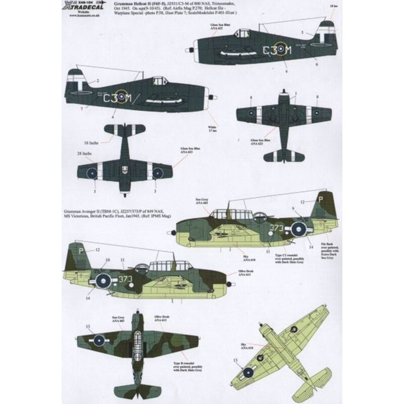 Yanks with Roundels Part 3 U.S. Aircraft in the Fleet Air Arm (3) Grumman F6F-5 Hellcat Mk.II JZ931 C3-M 800 NAS Trincomalee 194