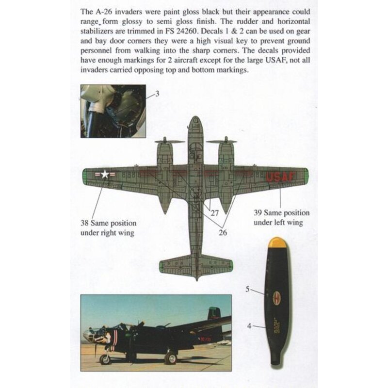 Douglas A-26B Invader (2) 44-35423/L Dream Girl 34th BS/17th BW; 44-35684/C Toni C II 34th BS/ 17th BW. Both overall black w