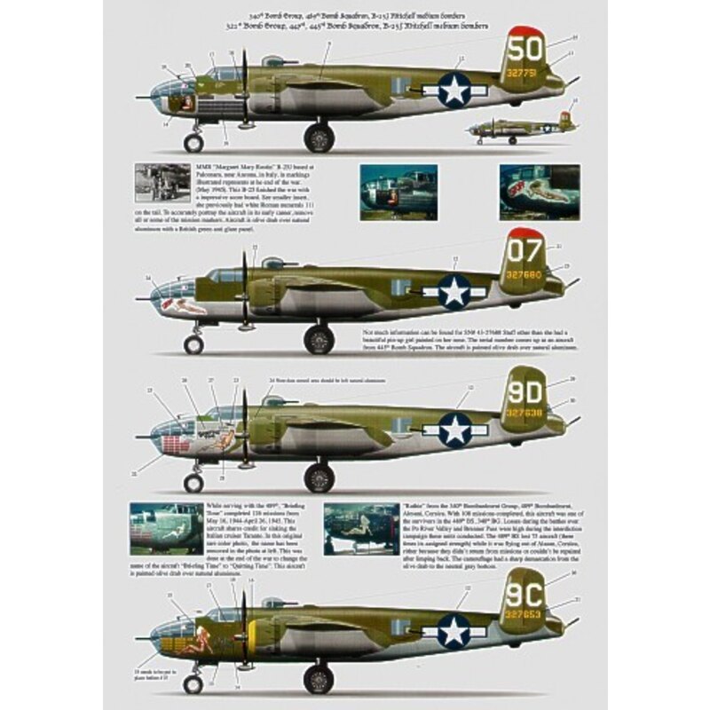 North-American B-25J Mitchell (4) 321st BG 43-27751/50 `Margaret Mary Rustin; 43-27680/07 `Stuff; Italy 1945; 489th BS 340th B