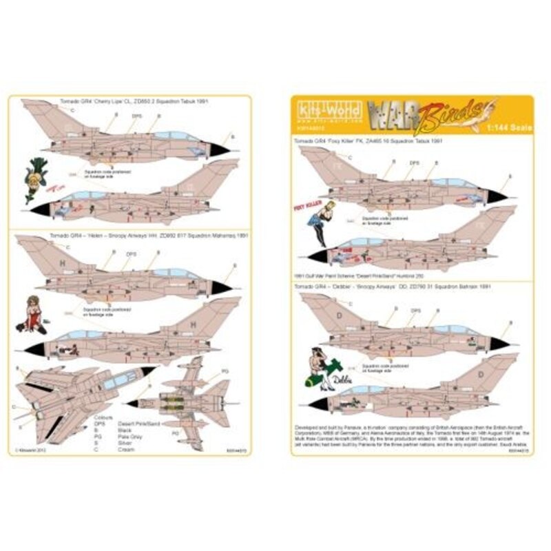 Panavia Tornado GR.1 Desert Storm 1991 (4) ZA465/FK Foxy Killer 16 Sqn Tabuk; ZD790/D Debbie/Snoopy Airways, 31 Sqn Bahrain; ZD8