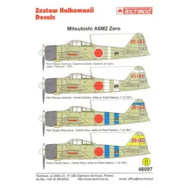 Mitsubishi A6M2 Zero (4) t-101 Pilot Tetsuzo Iwamoto Oppama Air Base 1943; EII-102 Carrier Zuikaku; BII-124 Carrier Hiryu ; BI