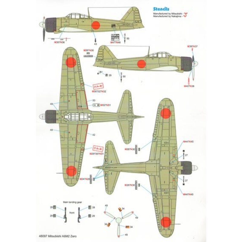 Mitsubishi A6M2 Zero (4) t-101 Pilot Tetsuzo Iwamoto Oppama Air Base 1943; EII-102 Carrier Zuikaku; BII-124 Carrier Hiryu ; BI