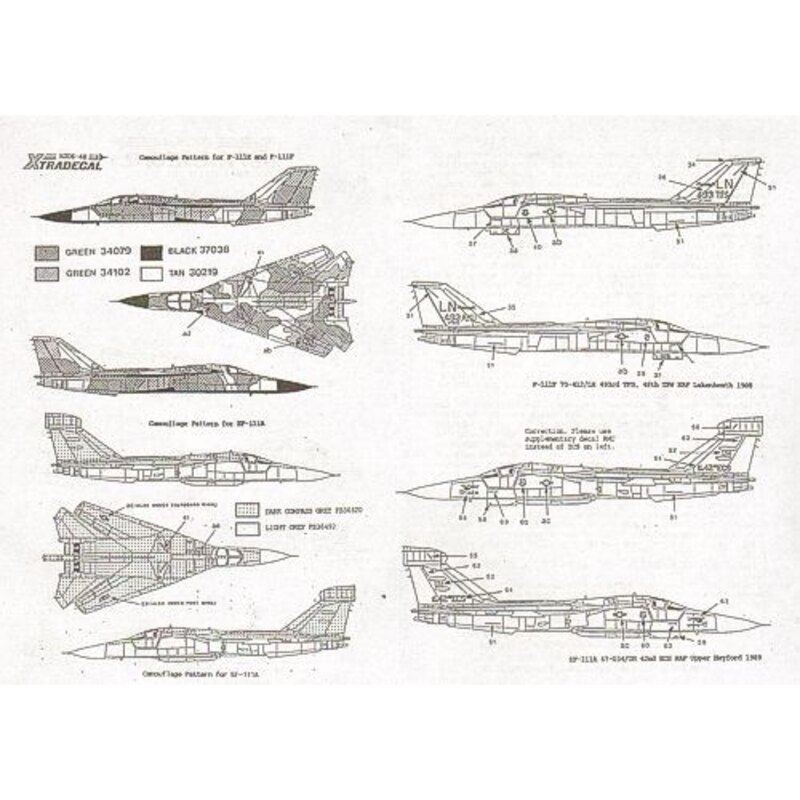 USAFE Pt 2. (5) General-Dynamics EF-111A Raven 67-034/UH 42nd ECS Upper Heyford; F-111F 70-412/LN 493rd TFS Lake USAFE Part 2. (