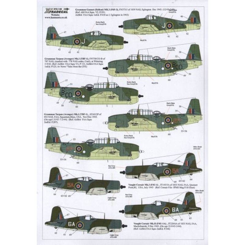 Yanks with Roundels. U.S. Aircraft in the FAA Pt 1 (10) Grumman Martlet/Wildcat Mk.1 BJ561 7L-S 804 NAS 1940/41; AM963/Q 802NAS 