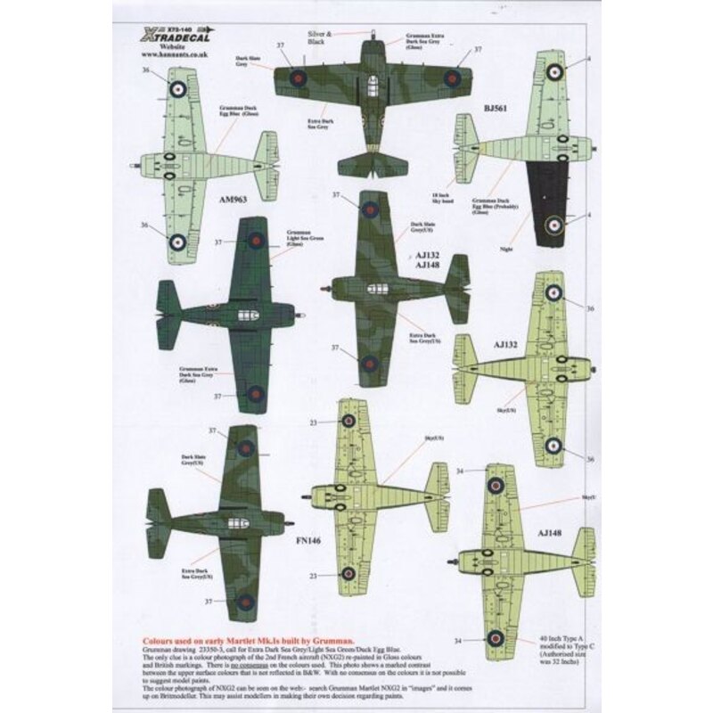 Yanks with Roundels. U.S. Aircraft in the FAA Pt 1 (10) Grumman Martlet/Wildcat Mk.1 BJ561 7L-S 804 NAS 1940/41; AM963/Q 802NAS 