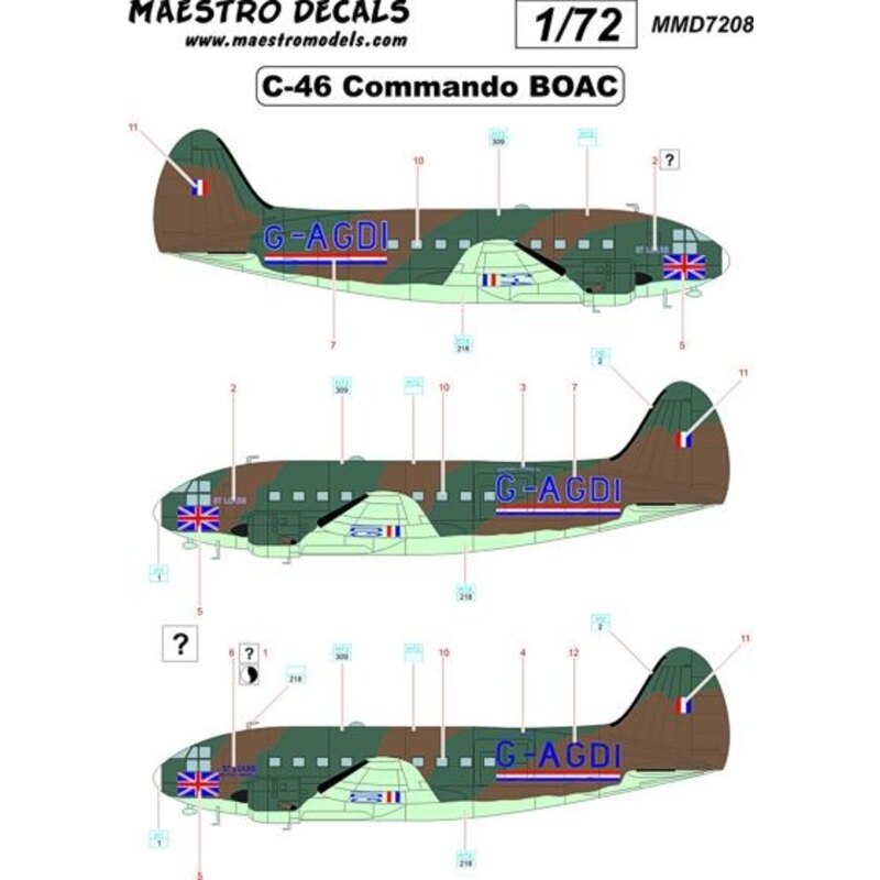 Curtiss C-46 Commando decals BOAC