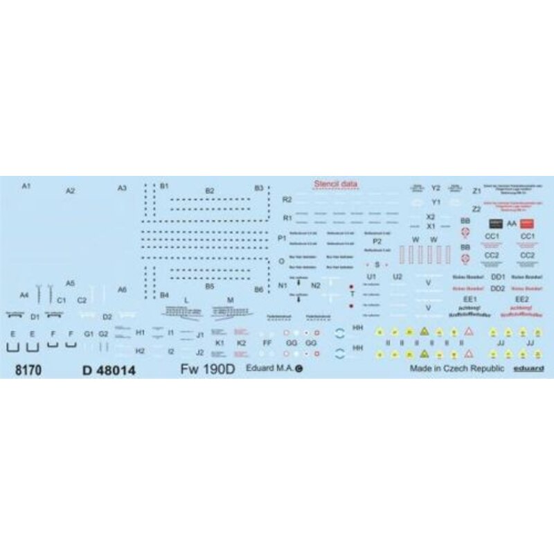 Focke-Wulf Fw 190D stencils 1/48 - A complete set of instruction and maintenance stencils for the Fw 190D in black and white v