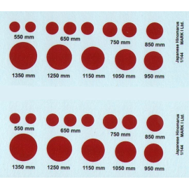  Calcomanía Japanese Hinomaru, White outline (dia 550, 650, 750, 850, 950, 1050, 1150, 1250, 1350 mm), 2 sets