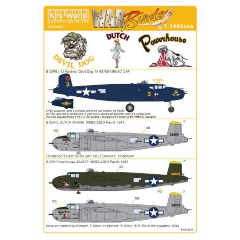 Norteamericano B-25H Mitchell-5 43-4573 42BG 100BS Pacífico Power House 1943 B-25H-5 holandesa 100BS 43-4498 42BG Pacífico 1943 