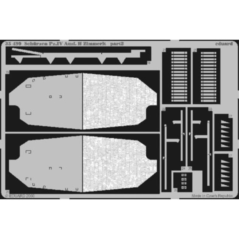 Zimmerit Pz.Kpfw.IV Ausf.H Schurzen Zimmerit (diseñado para ser ensamblado con maquetas de Tamiya kit TA35209)