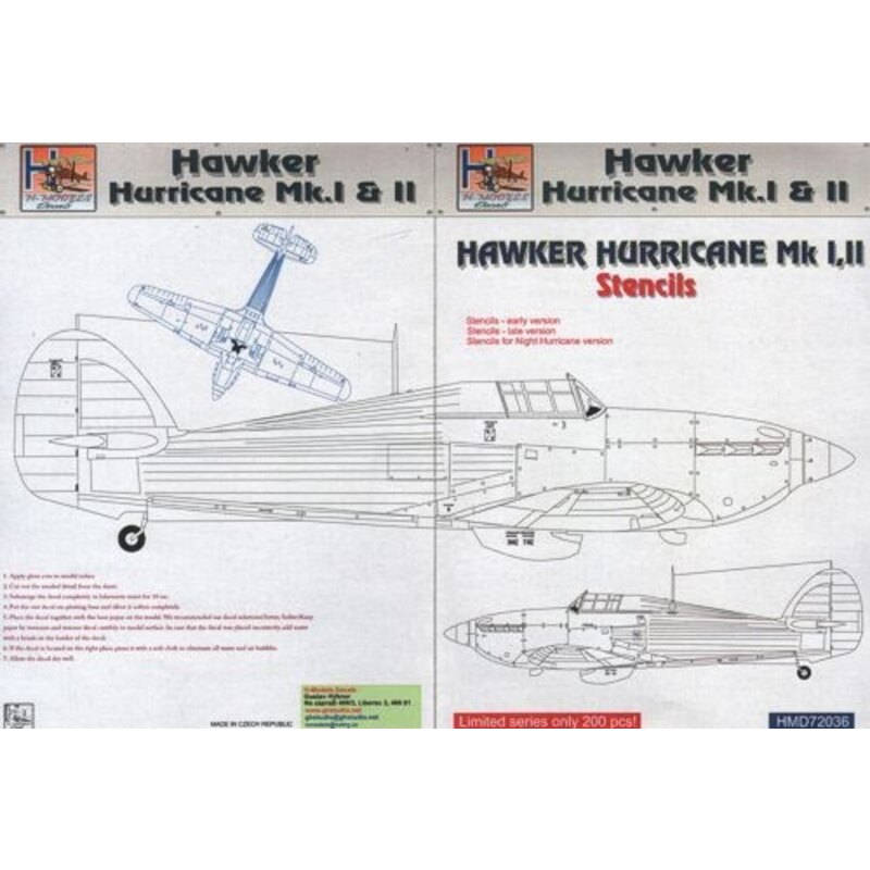 Hawker Hurricane Mk.I / Mk.II stencils 1/72 - H-D72036 Decals Modelo