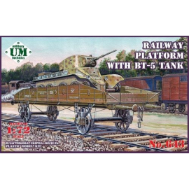 Maqueta Flat rail way wagon with BT-5 Tank