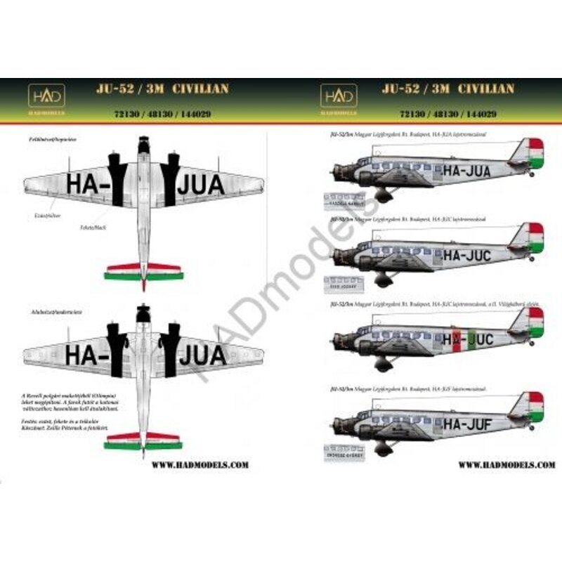 Junkers Ju 52 civiles ( HA- JUA , UCS- HA, HA- JUF )