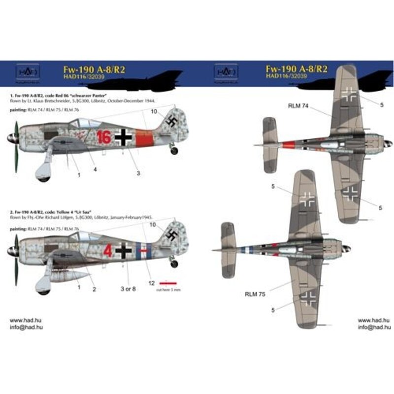 Focke -Wulf Fw 190A- 8/4 rojo R2 Ur Sau - Red16 Schwarzer Panter )