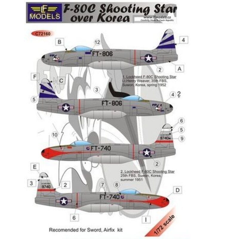 Lockheed F- 80C Shooting Star sobre Corea ( calcomanía y la máscara incluidos) (diseñado para ser utilizado con los kits de Airf