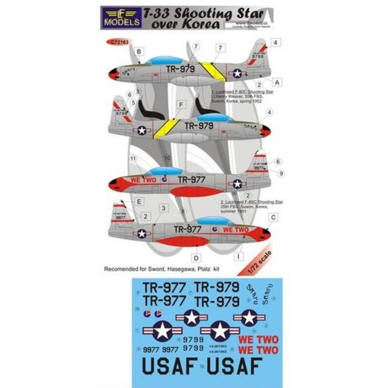 T-33 Shooting Star sobre Corea ( calcomanía y la máscara incluidos) (diseñado para ser utilizado con los kits de la Espada , Pla