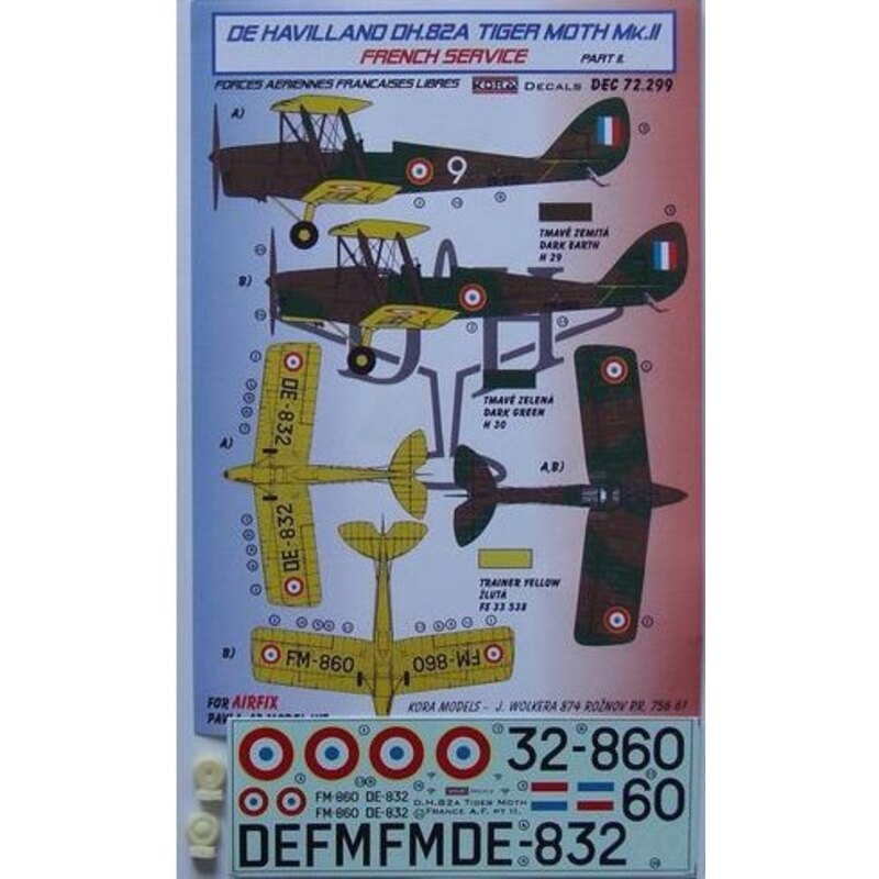 Havilland Tiger Moth DH.82A Servicio Francés de (diseñado para cultivando con Airfix, Modelos Pavla y kits Modelo AZ)