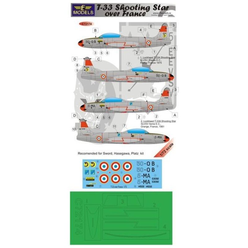 T-33 Shooting Star en Francia (diseñado para ser agricultura con kits Espada, Platz y Hasegawa)