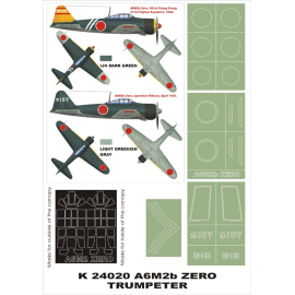  Máscaras insignias Mitsubishi A6M2b modelo 21 Zero 2 máscara de canopy (exteriores e interiores) + 4 (diseñado para cultivando 