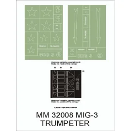 Máscaras insignias Mikoyan MiG-02 de marzo máscaras dosel (exteriores e interiores) + 2 (diseñado para cultivando con kits tromp