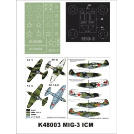 Máscara Mikoyan MiG-dosel 01 de marzo (exterior) + 1 máscaras insignias (diseñado para cultivando con kits ICM)