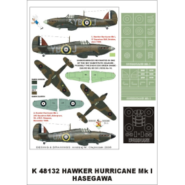  Hawker Hurricane Mk.I 1 máscara de canopy (exterior) máscaras + etiquetas + 2 insignias (diseñado para ser la agricultura con k