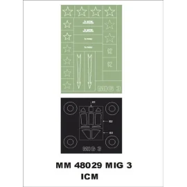 Mikoyan MiG-01 de marzo máscaras dosel (exterior) + 1 máscaras insignias (diseñado para ser la agricultura con kits ICM)