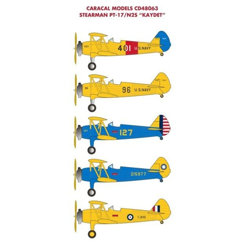 Boeing Stearman PT-17 / N2S Kaydet: Cinco marcado opciones para el nuevo kit Stearman Kaydet Revell 1/48.