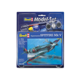 Maqueta de avión Spitfire Mk.V Model Set - box containing the model, paints, brush and glue