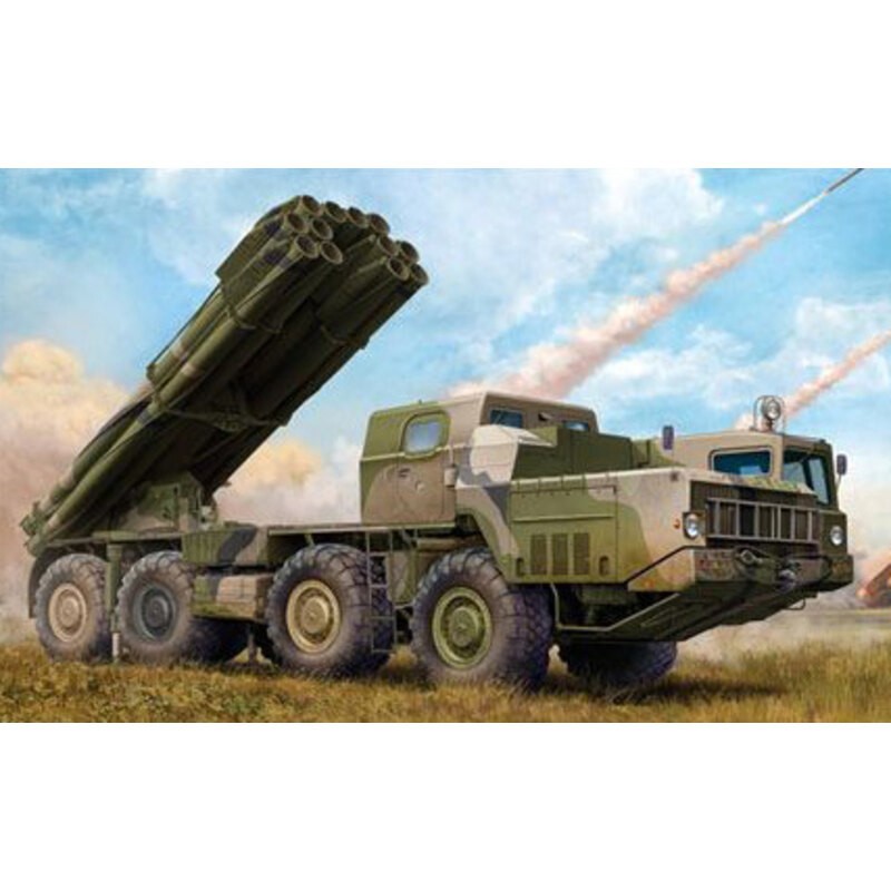 Smerch-M 9K58 Rusia sobre 9A52-2 Launch Vehicle RSZO / LMR (Rocket Launcher múltiple) Lanzacohetes puede ajustar hacia arriba 