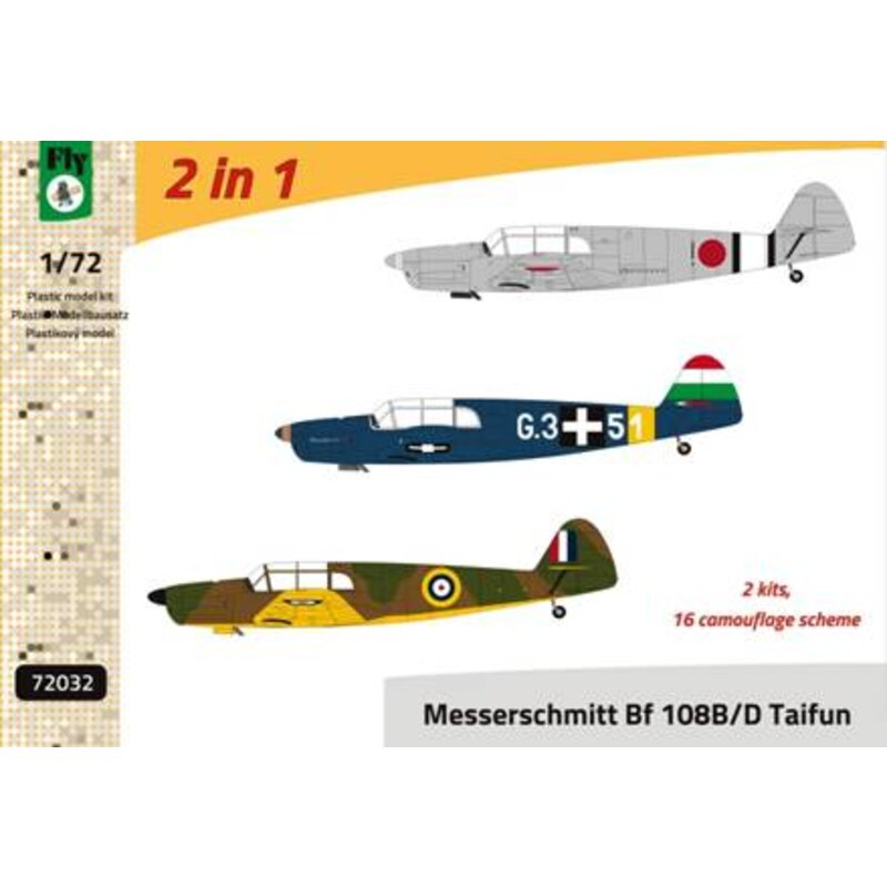 Messerschmitt Bf 108B / KIT D Taifun doble con (16 esquemas incluyendo la Royal Air Force, Luftwaffe, Marina norteamericana, Rus