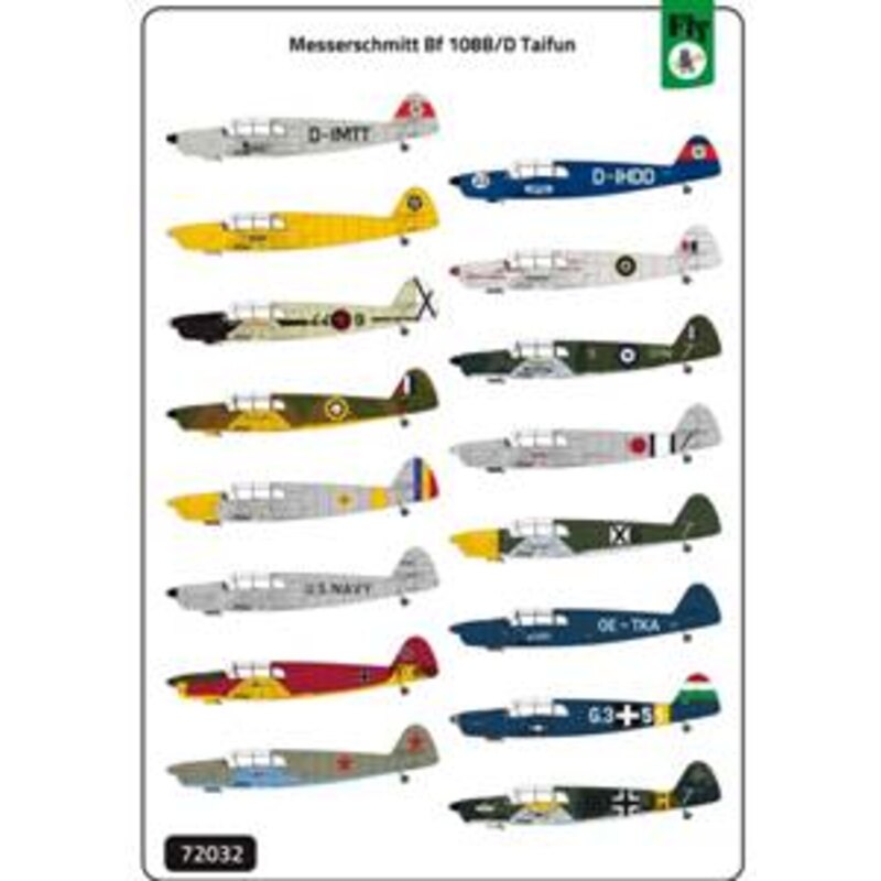 Messerschmitt Bf 108B / KIT D Taifun doble con (16 esquemas incluyendo la Royal Air Force, Luftwaffe, Marina norteamericana, Rus