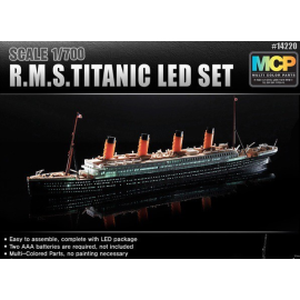 Maqueta RMS Titanic + LED setUpper cubierta y la cabina de iluminación effectMCP (Colorido piezas) LED unit.Display de pie con l