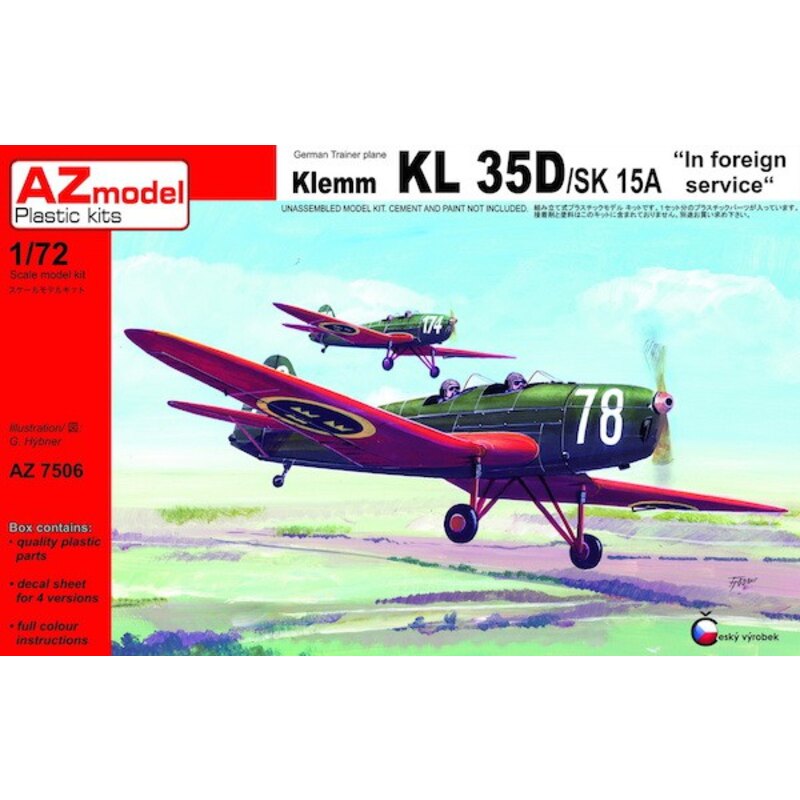 Klemm Kl-35D / 15A Sk en el servicio exterior Adhesivos para Checoslovaquia 1945 - Slovafia 1943, Suecia 1941, Rumania 1941,