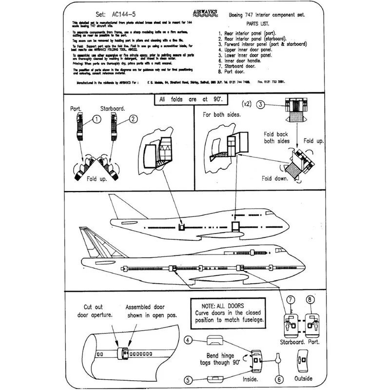 Re-released! Boeing 747 Jumbo interior (diseñado para ser ensamblado con maquetas de Airfix)